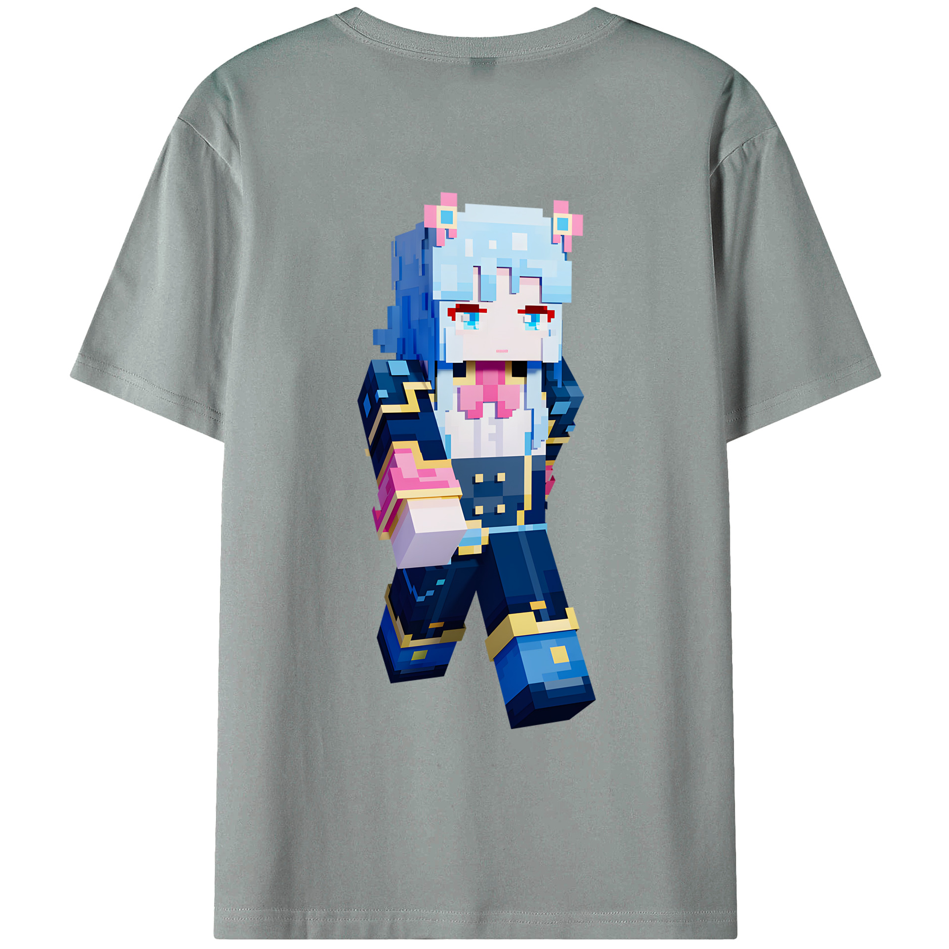 （画像用） マインクラフト ブロックの世界 Minecraft MC Block world 綿100％ メンズ半袖Tシャツ（バックプリント） 通気性